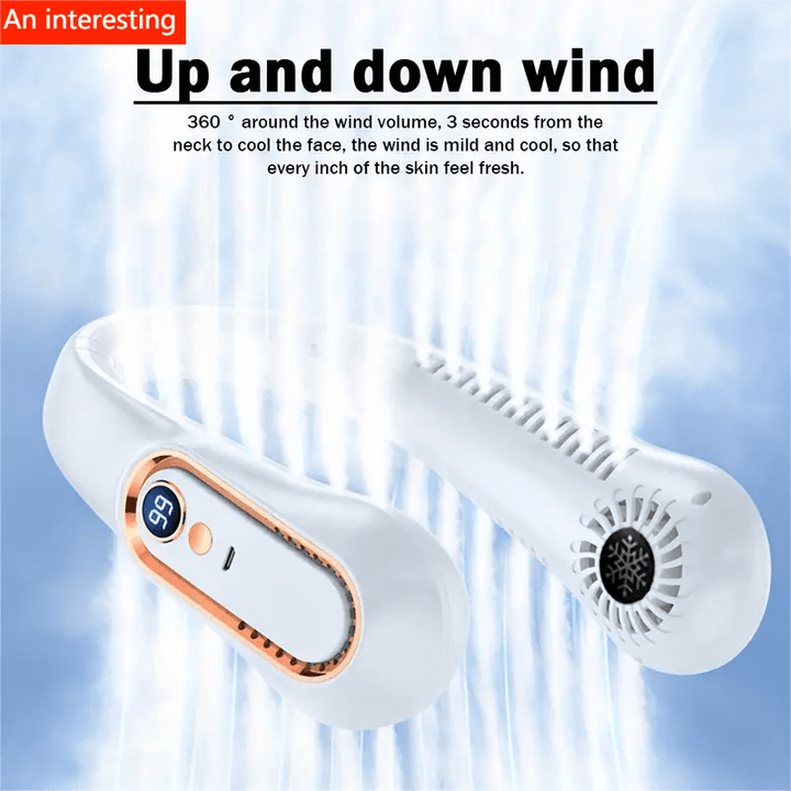 1pc Portable USB Cooler Fan With 5 Speeds And Digital Display - Super Strong Technology And Bladeless Design For Outdoor Use | Bowlift