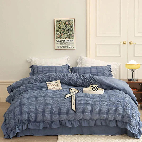 Icy Seersucker Summer Cool Quilt Lace 4-piece Set | Bowlift