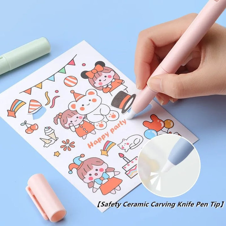 BowLift | Mini Folding Pen Scissors Graving Knife for Kids