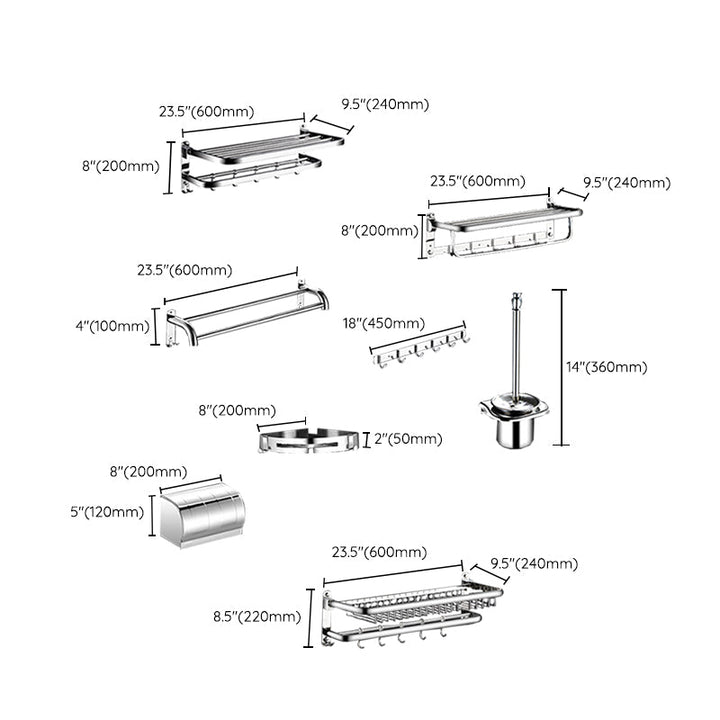 BowLift | Classic Polished Chrome Bathroom Accessory Set Towel Rail/Paper Holder/Bathrobe Hook Included