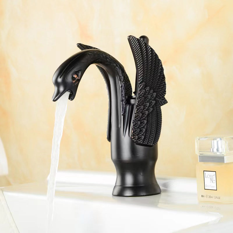 BowLift | Full brass bathroom sink faucet hot and cold water single handle sink faucet