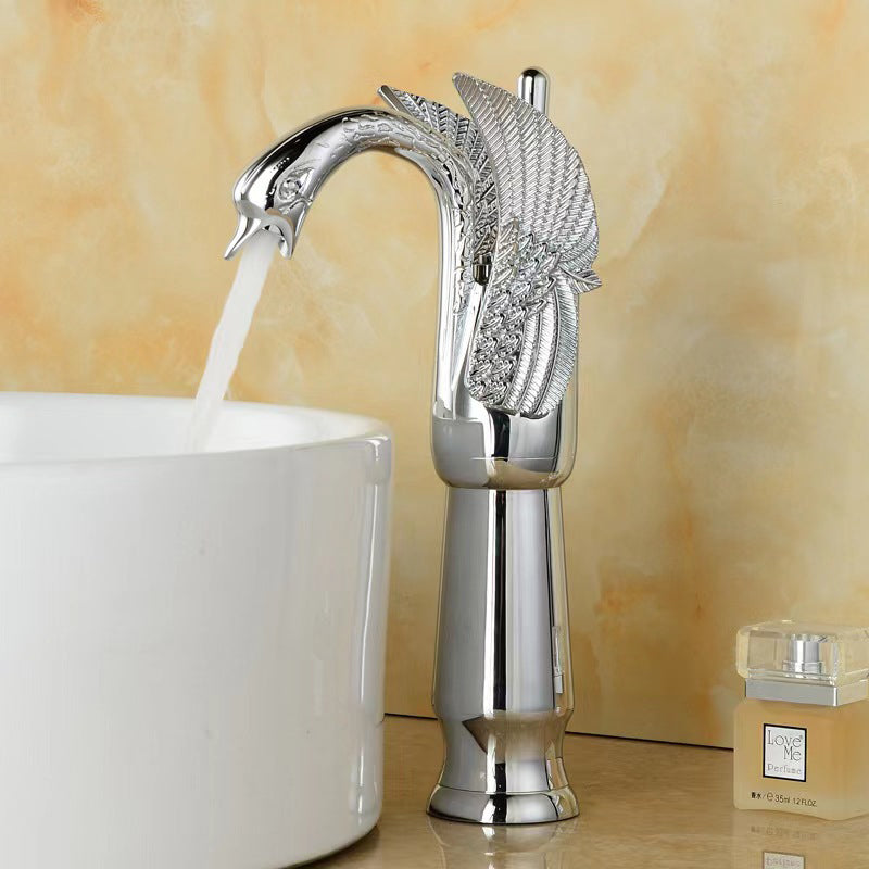 BowLift | Full brass bathroom sink faucet hot and cold water single lever sink faucet