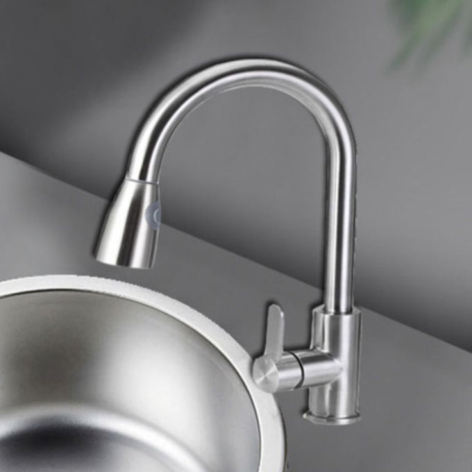 BowLift | Round Stainless Steel Sink Built-in Sink with Basket Strainer
