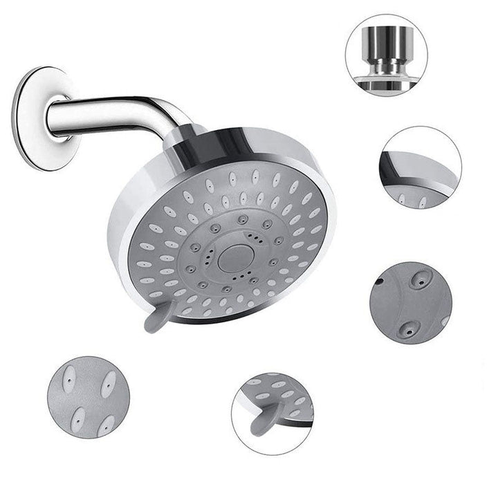 BowLift | Modern Shower Head Self-Cleaning Standard Round Shower Heads in Silver