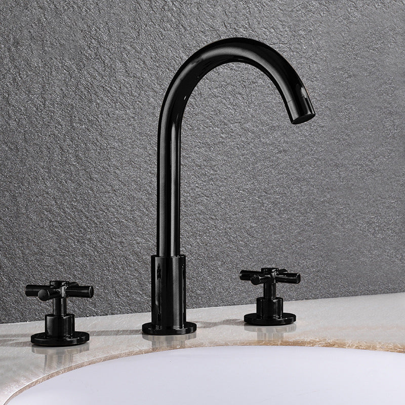 BowLift | Goose Neck Bathroom Sink Faucet 2 Handles Hot and Cold Water Sink Faucet with Drain