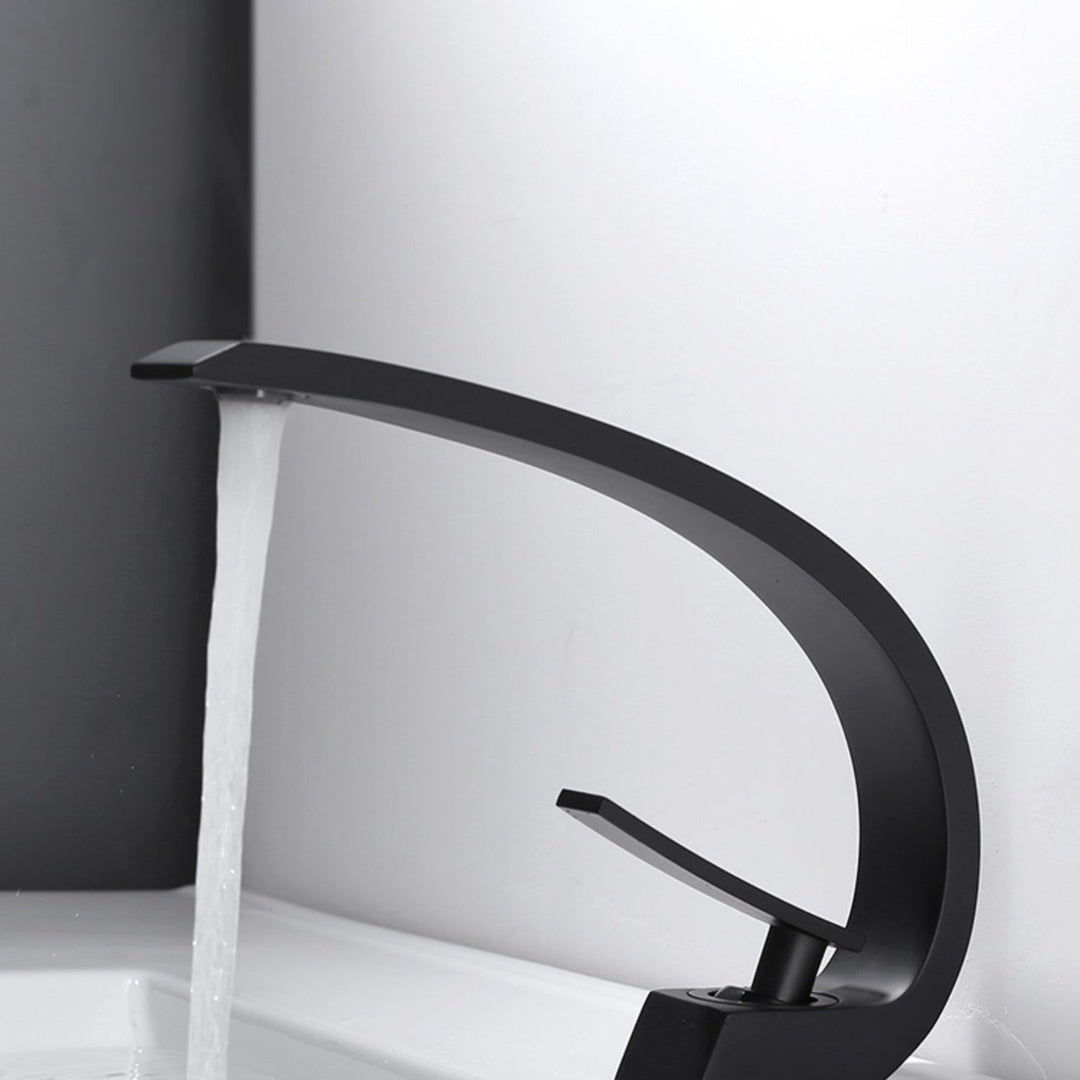 BowLift | Waterfall Spout Widespread Faucet Modern Lever Handles Faucet