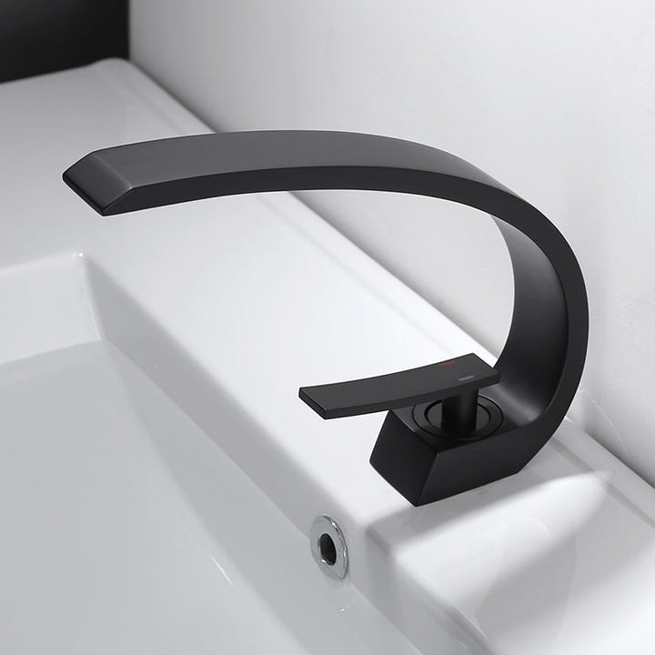 BowLift | Waterfall Spout Widespread Faucet Modern Lever Handles Faucet