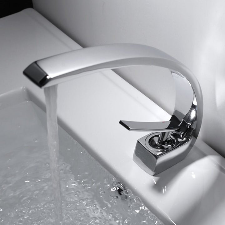 BowLift | Waterfall Spout Widespread Faucet Modern Lever Handles Faucet