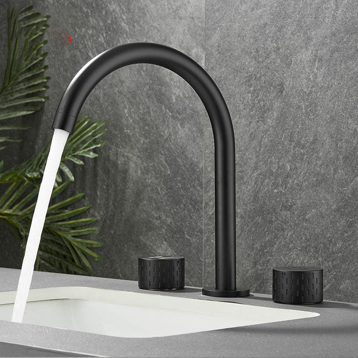 BowLift | Double Handle Tub Filler Deck Mounted High Arc Brass Modern Roman Tub Filler