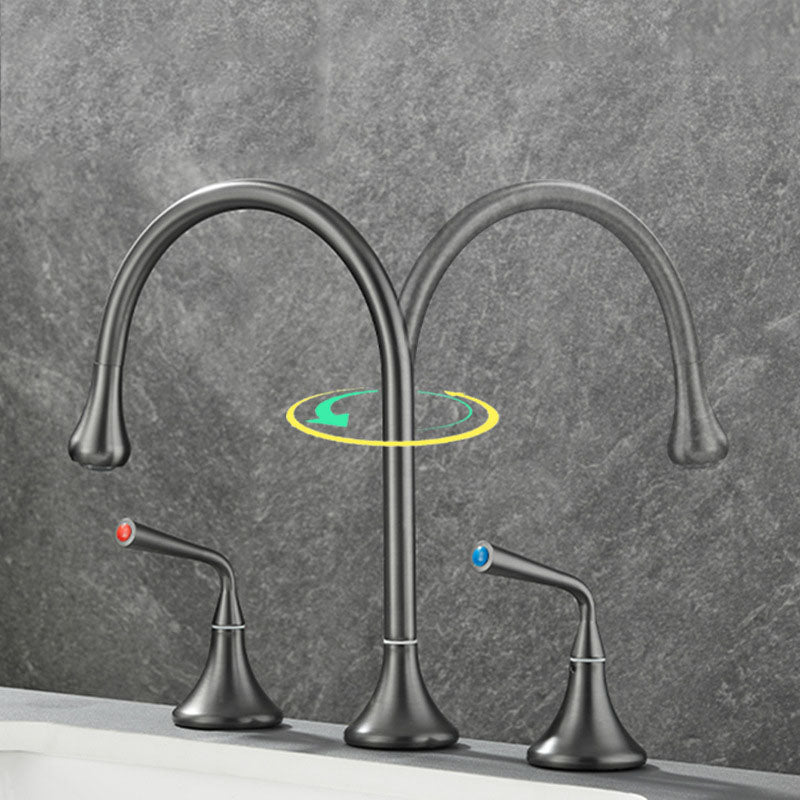 BowLift | Double Handle Tub Filler Deck Mounted High Arc Brass Modern Roman Tub Filler