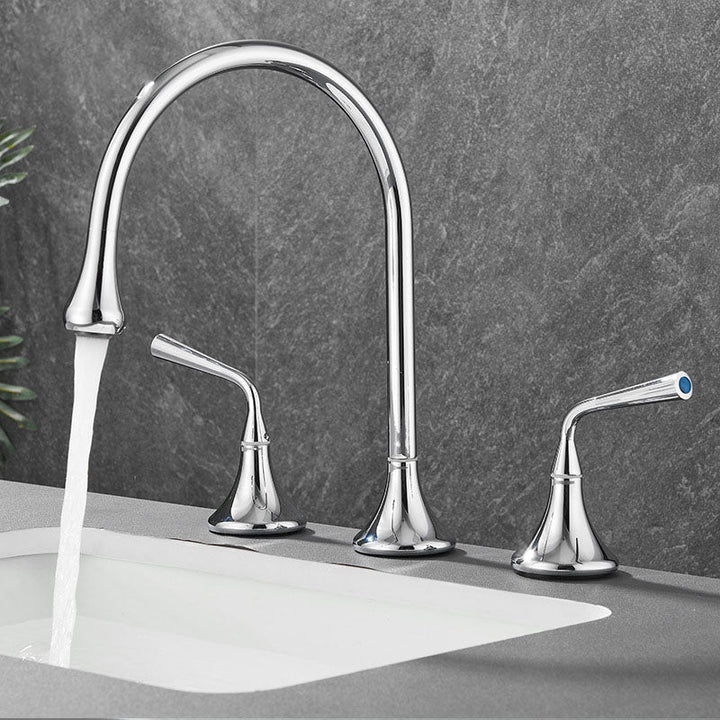 BowLift | Double Handle Tub Filler Deck Mounted High Arc Brass Modern Roman Tub Filler