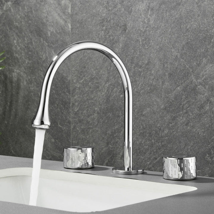 BowLift | Double Handle Tub Filler Deck Mounted High Arc Brass Modern Roman Tub Filler
