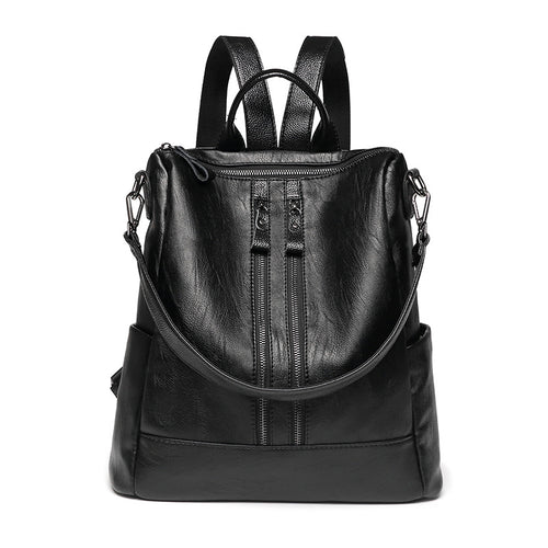 Versatile Multi-Functional Leather Backpack