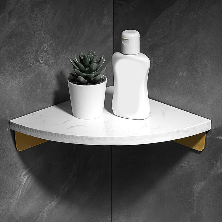 BowLift | Marble 2-piece Bathroom Accessory Set Brushed Metal Bathroom Shelf