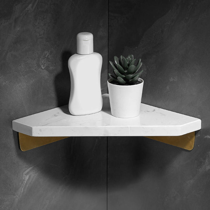 BowLift | Marble 2-piece Bathroom Accessory Set Brushed Metal Bathroom Shelf