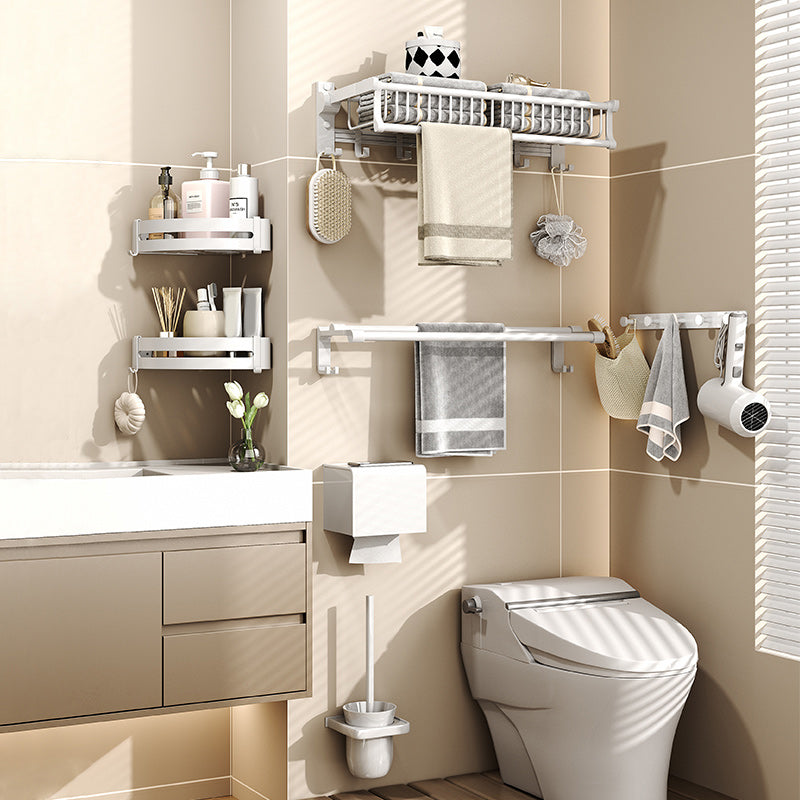 BowLift | Modern style bathroom accessory set with bathroom shelf/towel rack/toilet brush in white