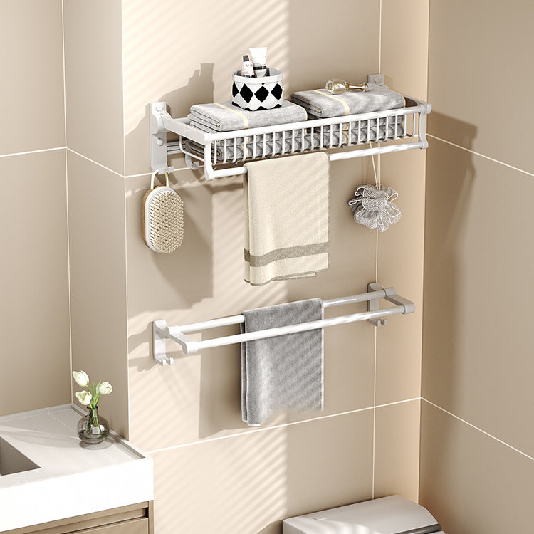 BowLift | Modern style bathroom accessory set with bath shelf/towel holder/toilet brush in white