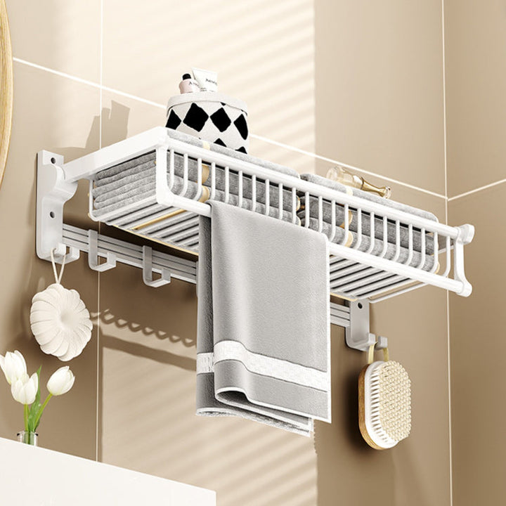 BowLift | Modern style bathroom accessory set with bathroom shelf/towel rack/toilet brush in white