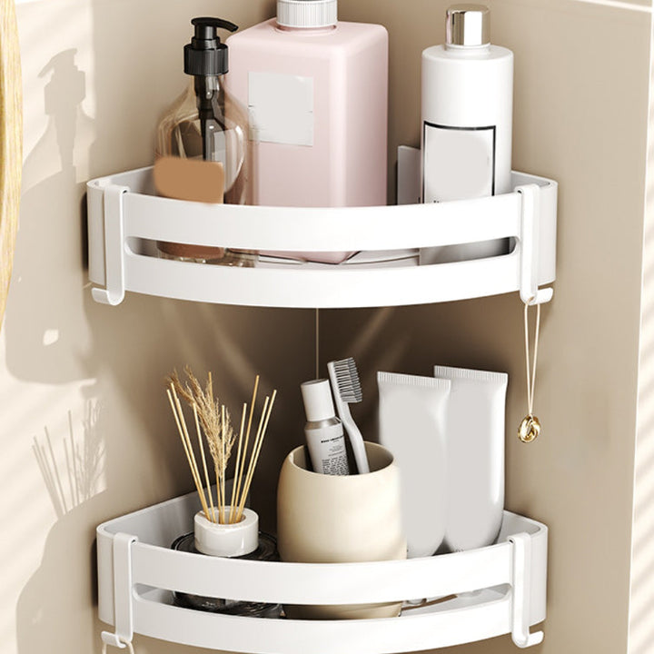BowLift | Modern style bathroom accessory set with bathroom shelf/towel rack/toilet brush in white