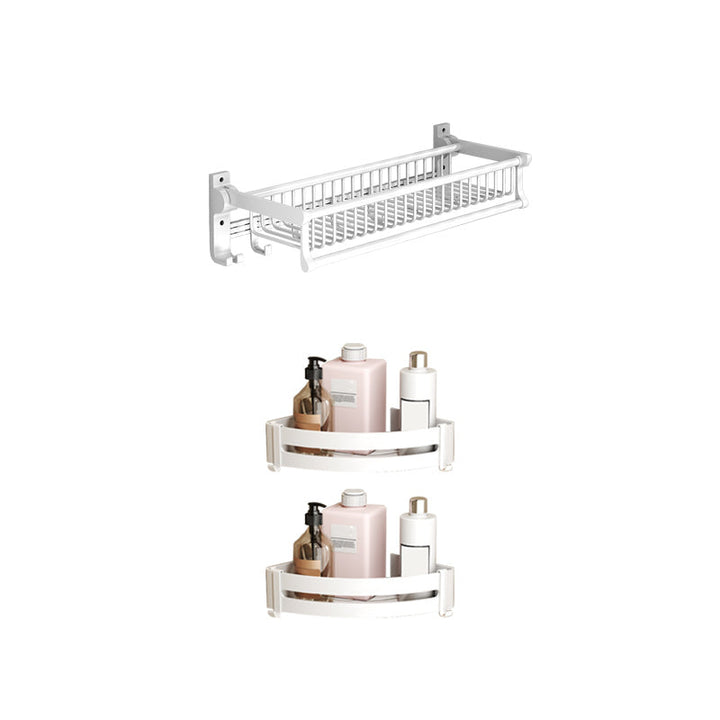 BowLift | Modern style bathroom accessory set with bath shelf/towel holder/toilet brush in white