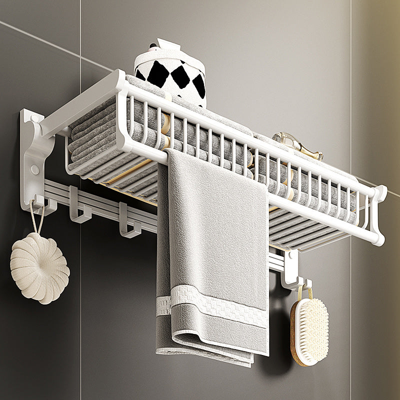 BowLift | Modern style bathroom accessory set with bathroom shelf/towel rack/toilet brush in white