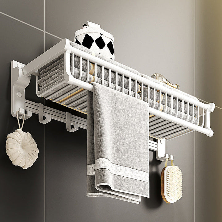 BowLift | Modern style bathroom accessory set with bathroom shelf/towel rack/toilet brush in white