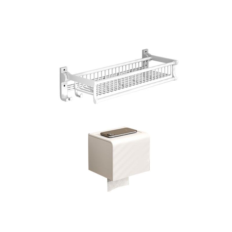 BowLift | Modern style bathroom accessory set with bathroom shelf/towel rack/toilet brush in white