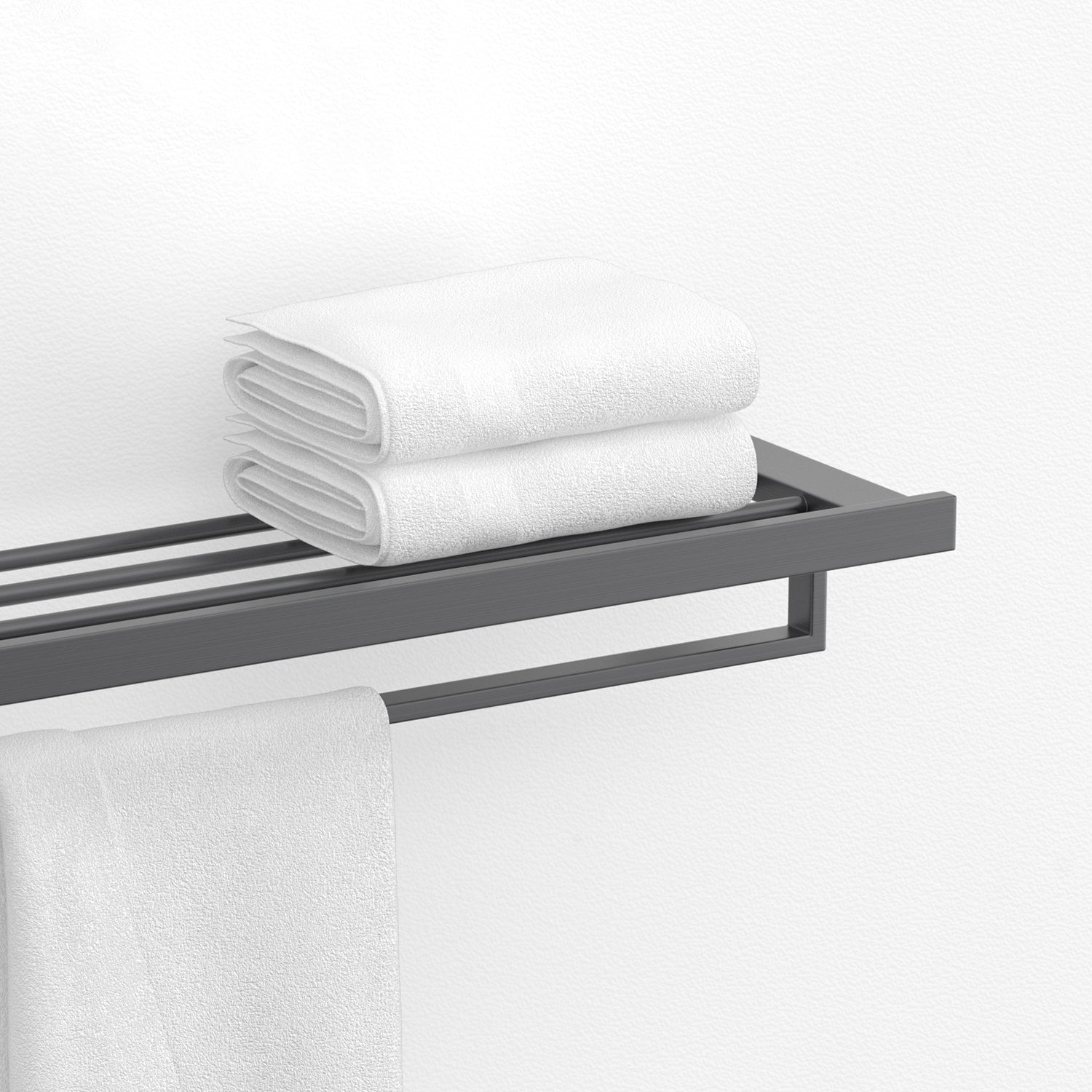 BowLift | Gray contemporary bathroom accessory set Brushed gray bath shelf/toilet paper holder/towel bar