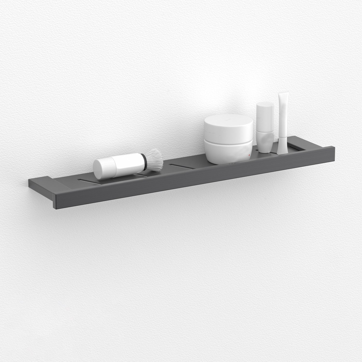 BowLift | Gray contemporary bathroom accessory set Brushed gray bath shelf/toilet paper holder/towel bar