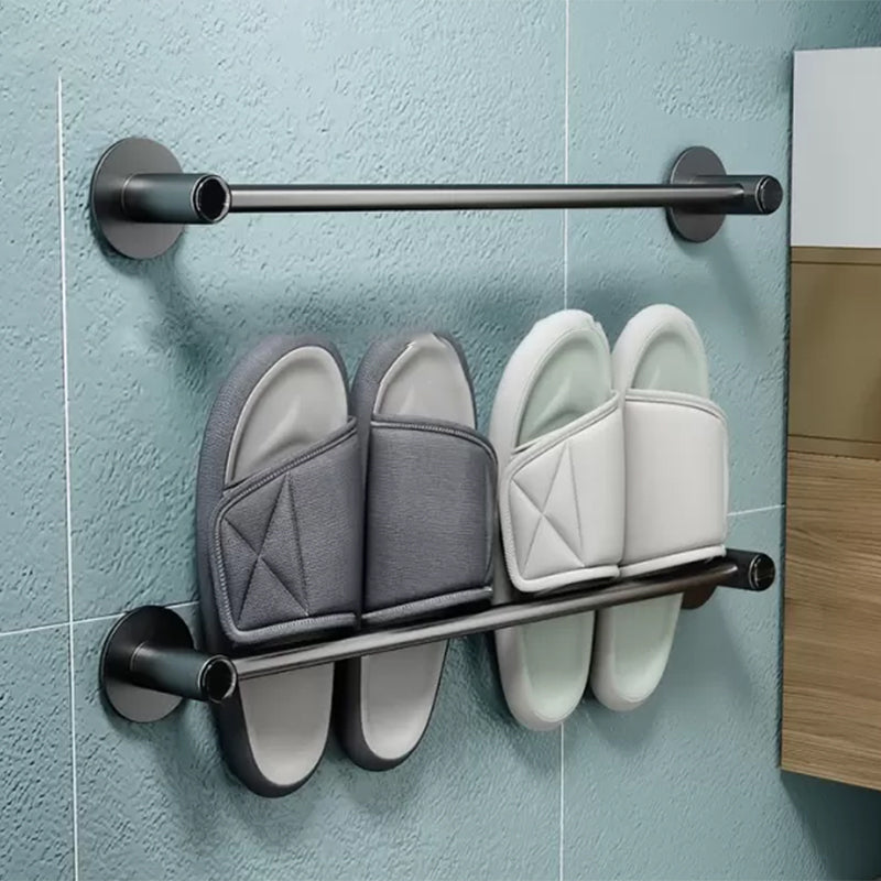 BowLift | 2-piece modern bathroom accessories set metal slipper rack/towel bar