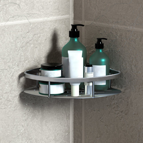 BowLift | 3-piece modern bathroom accessory set aluminum bathroom shelf in silver