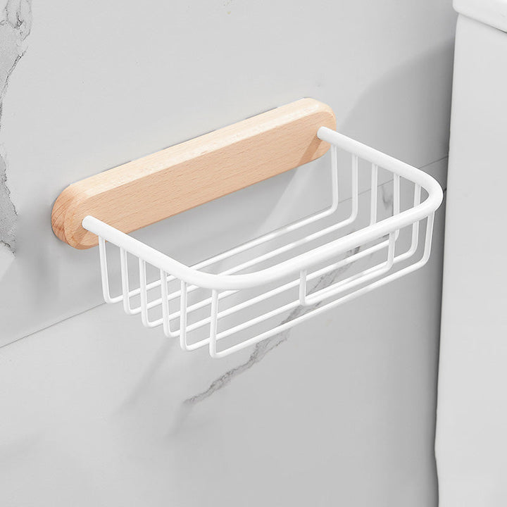 BowLift | White 7-piece bathroom accessory set wood and metal bath set