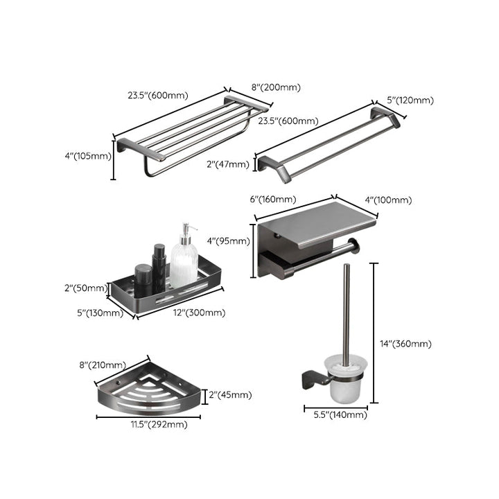 BowLift | Modern Bathroom Accessories Hardware Set Gray Bathroom Accessories Set