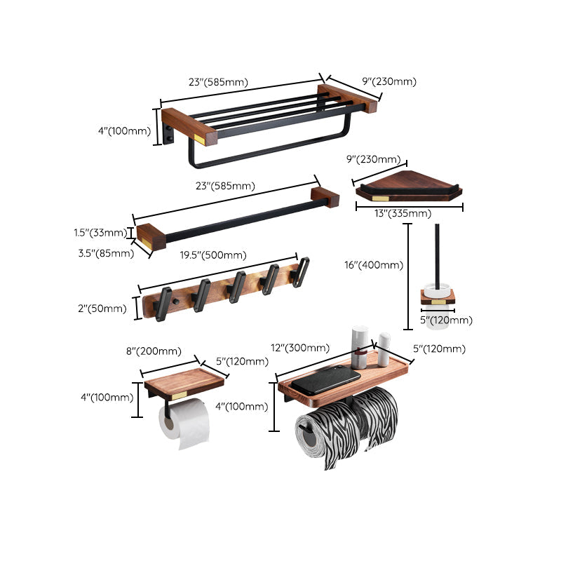 BowLift | Metal Bathroom Accessories Set Walnut Brown Bathroom Accessories Set