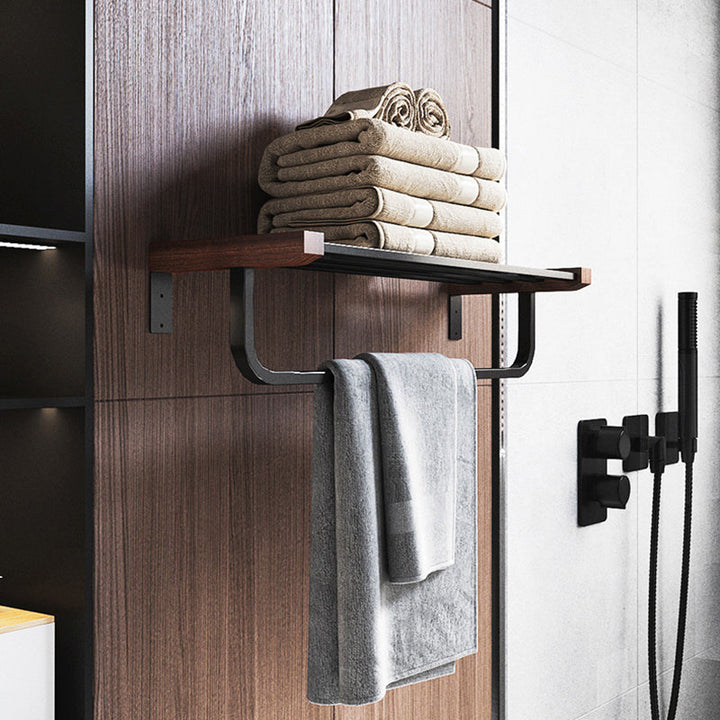 BowLift | 7-piece bathroom accessory set metal bath set with wood accents