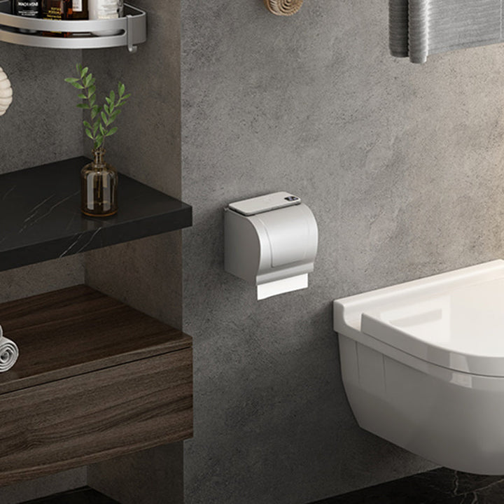 BowLift | Contemporary Silver Metal Bathroom Fixture Set with Triangle Bathroom Shelf