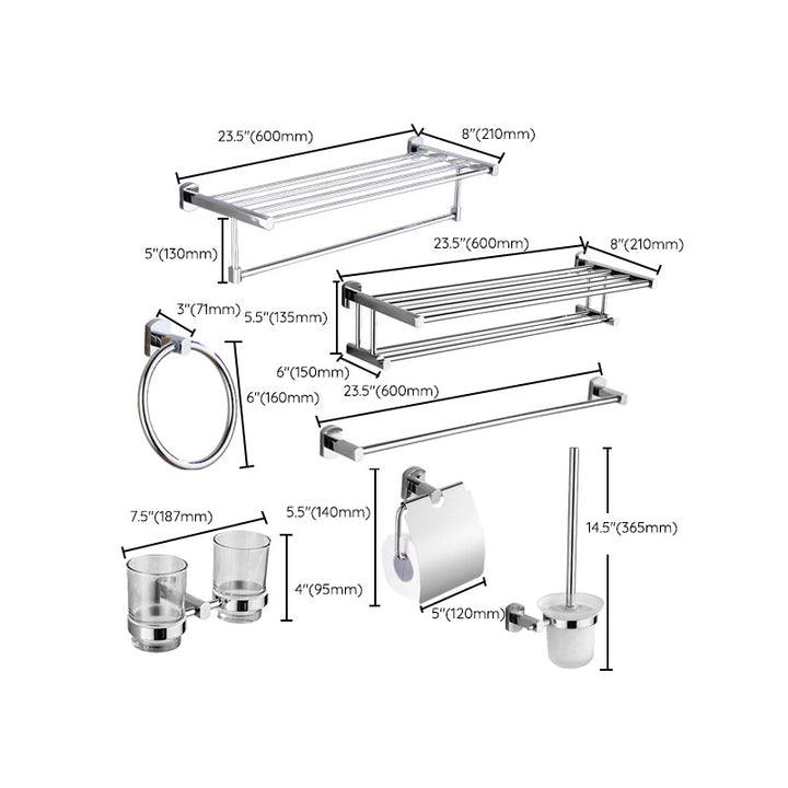 BowLift | Contemporary Bathroom Accessories Hardware Set in Silver Metal