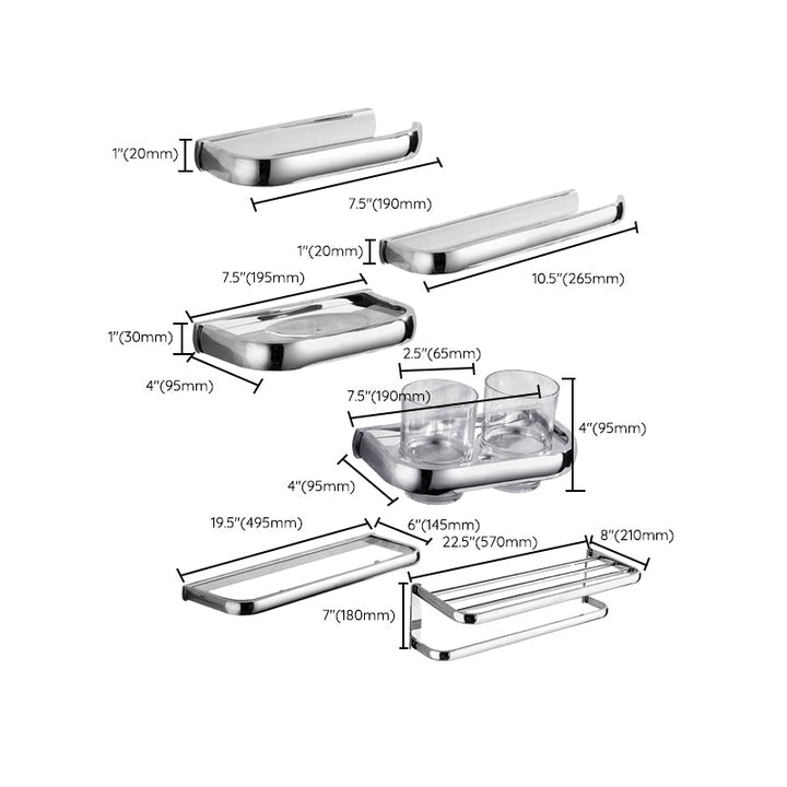 BowLift | Contemporary silver bathroom set with bathroom shelf and towel rail