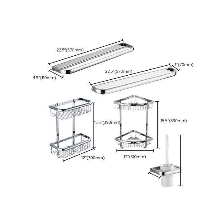 BowLift | Contemporary silver bathroom set with bathroom shelf and towel rail