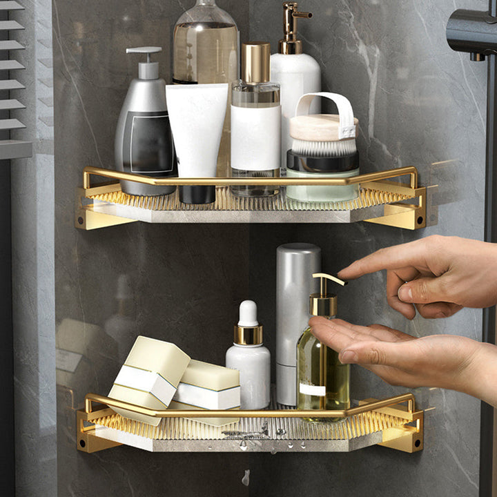 BowLift | Bathroom Accessories Set in Gold Metal and Acrylic Bathroom Accessories Set