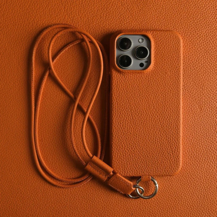 Genuine Leather Phone Case with Crossbody Strap