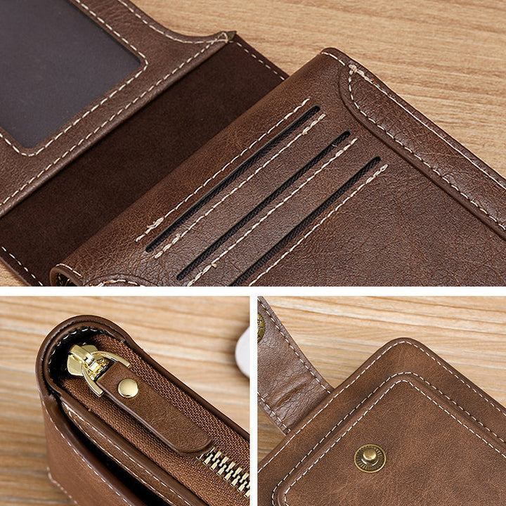 BowLift | Men's New Short Fashion Multi-Cards Horizontal Zipper Wallet