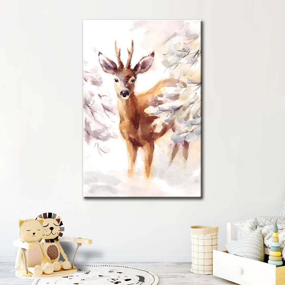 Young Elegant Deer - Canvas Wall Art Painting | Bowlift