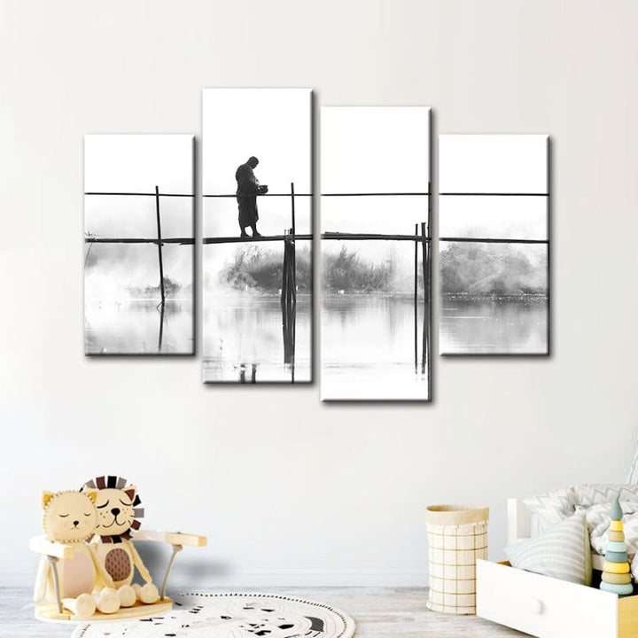 4 Piece Water Bridge - Canvas Wall Art Painting | Bowlift