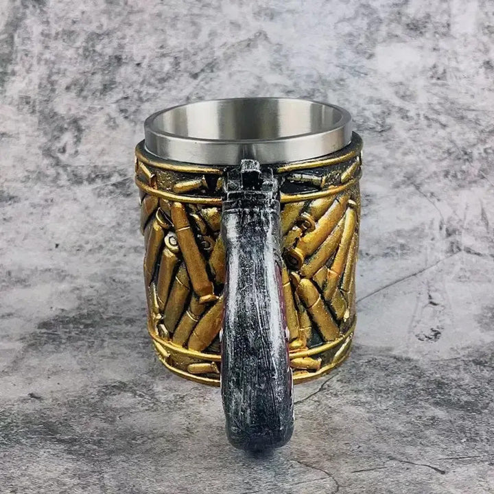 Stainless Steel Bullet Pattern Unique Revolver Beer Mug | Bowlift