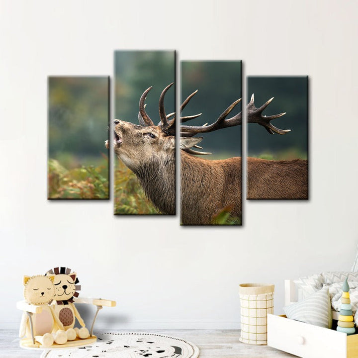 4 Piece Bleating Elk - Canvas Wall Art Painting | Bowlift