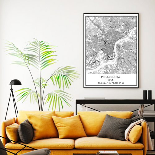 Philadelphia City Map - Canvas Wall Art Painting | Bowlift