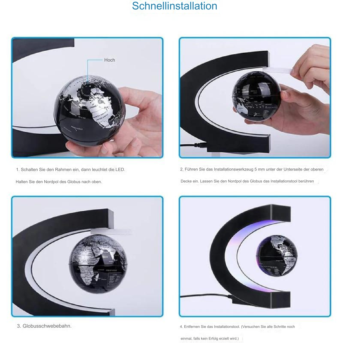 BowLift | AstroGlobe LED World Globe – Floating Globe Lamp with Magnetic Suspension