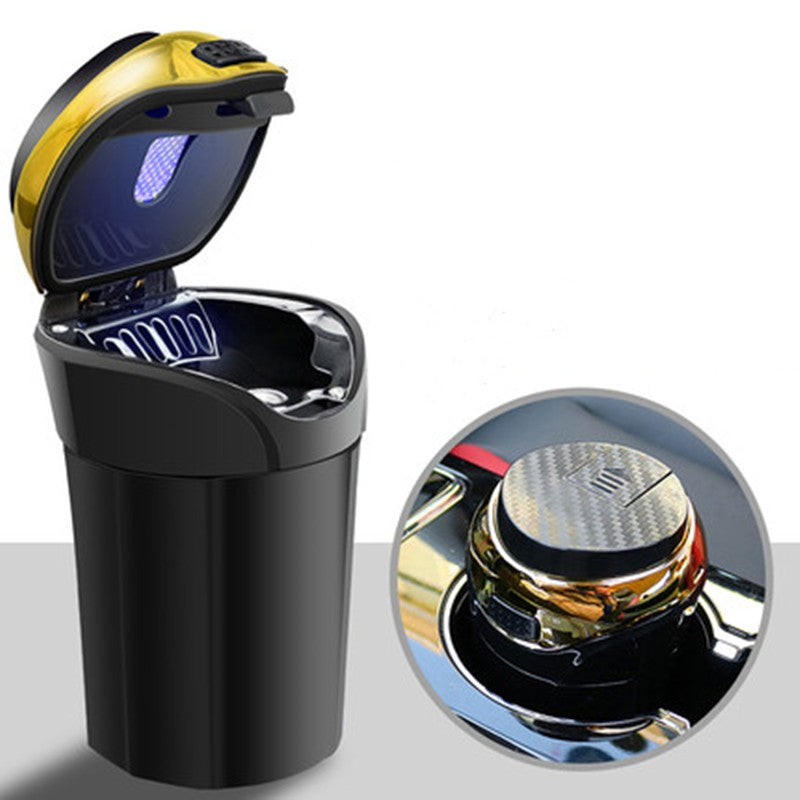 BowLift | Detachable Stainless Steel Car Ashtray with Lid and LED Light, Powered