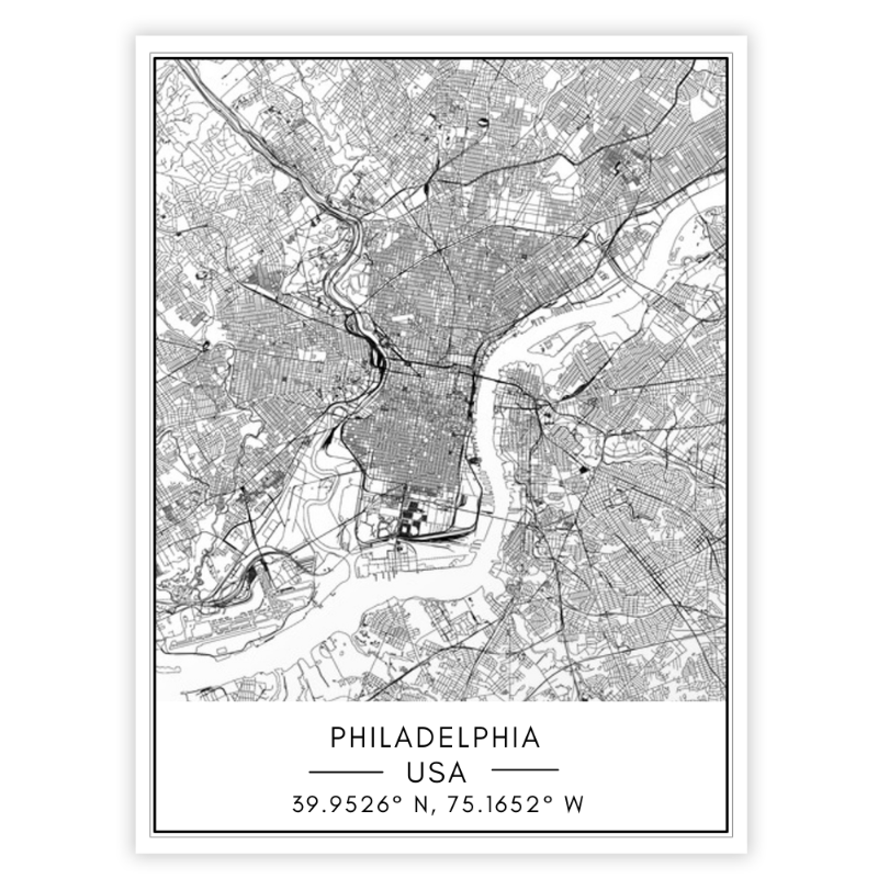 Philadelphia City Map - Canvas Wall Art Painting | Bowlift